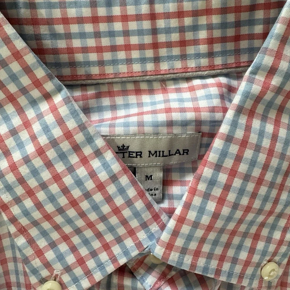 Peter Millar Crown Trey Sport‎ Shirt Button Down Multicolor Plaid Sz M Casual